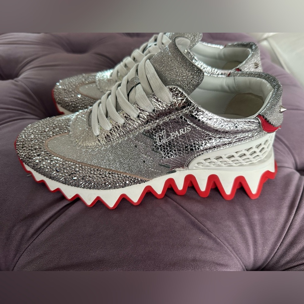 Sold out Christian Louboutin Loubishark Glittered  sneakers size 38 - Picture 4 of 16